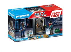 PLAYMOBIL CITY ACTION - STARTER PACK POLICIER AVEC CAMBRIOLEUR DE COFFRE-FORT #70908